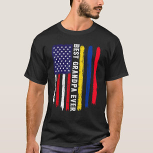 American Flag & Colombia Flag Best Grandpa Ever Fa T-Shirt
