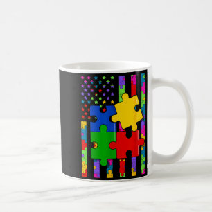 American flag colourful puzzle autism awareness me coffee mug