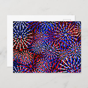 American Flag Colours Firework Design Postcard