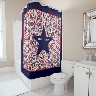  American Flag Colours Patriotic Pattern Star Shower Curtain