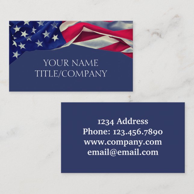 American Flag Company Name  Business Card (Front/Back)