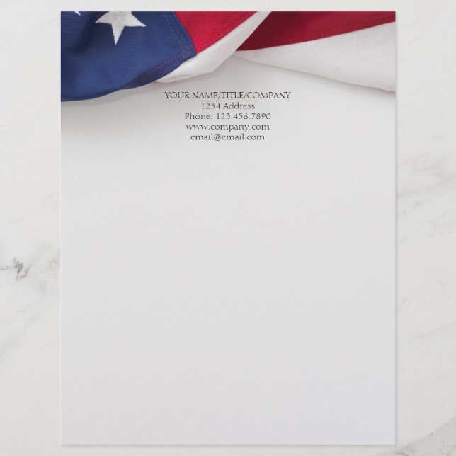 American Flag Company Name Business  Custom Letterhead (Front)