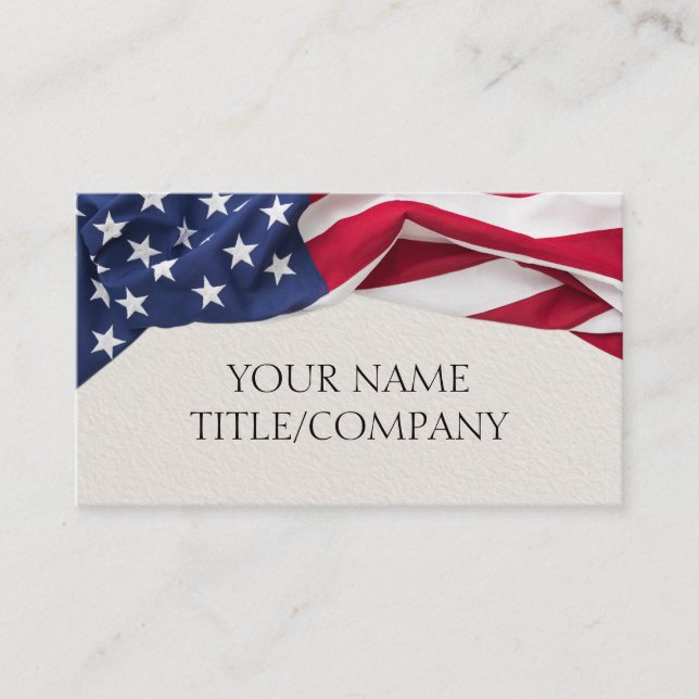 American Flag Company Name Paper Texture Business Card (Front)