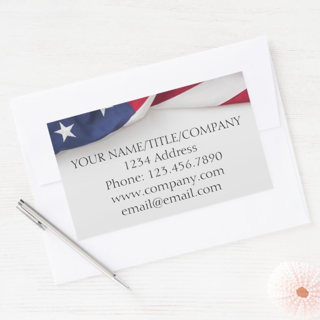 American Flag Company Name  Rectangular Sticker (Envelope)
