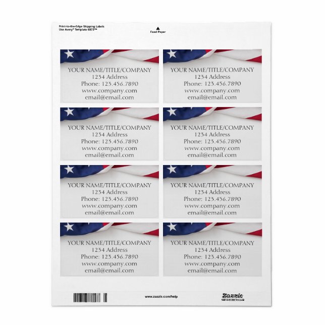American Flag Company Name Shipping Labels  (Full Sheet)