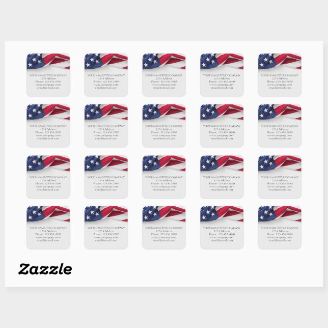 American Flag Company Name  Square Sticker (Sheet)