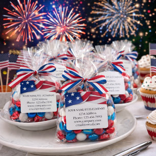 American Flag Company Name  Square Sticker