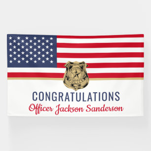 American Flag Congratulations Police Retirement Banner