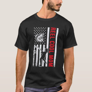 American Flag Cool Fishing Mum Fisherwoman Mother  T-Shirt