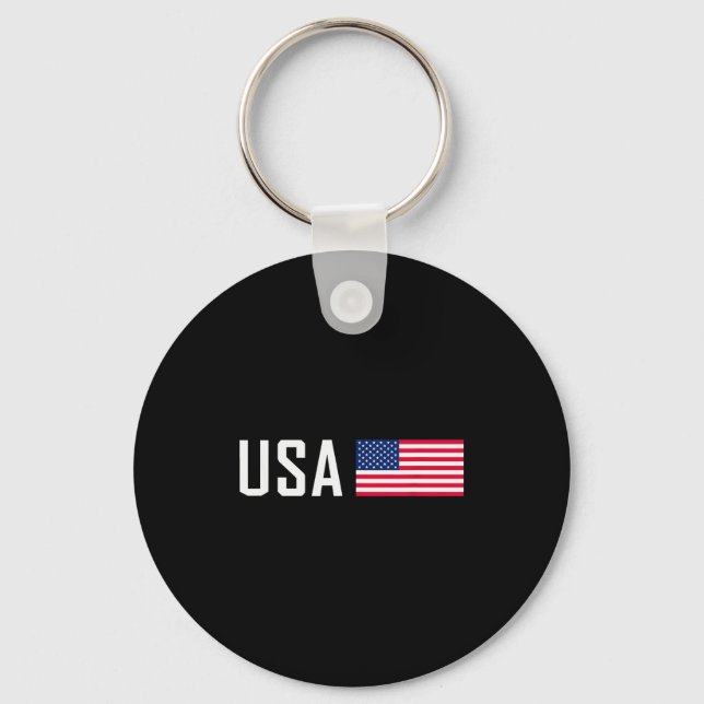 American Flag Cool Patriotic Men Women 4th Of July Key Ring (Front)
