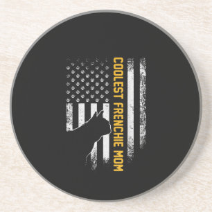 American Flag Coolest French Bulldog For Mum Dog Coaster