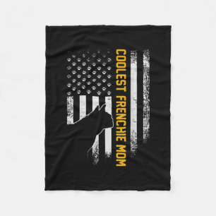 American Flag Coolest French Bulldog For Mum Dog Fleece Blanket