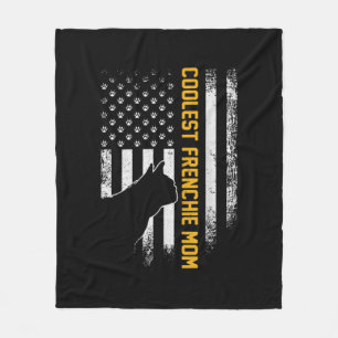 American Flag Coolest French Bulldog For Mum Dog Fleece Blanket