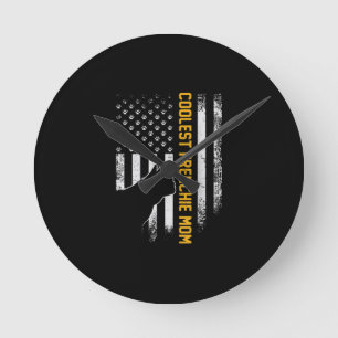 American Flag Coolest French Bulldog For Mum Dog Round Clock