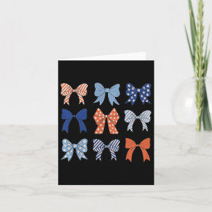 American Flag Coquette Bow And Ribbons Us Flag 4th Card