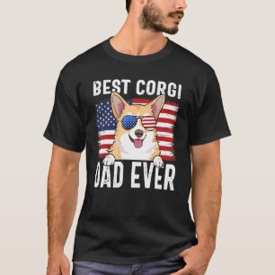 American Flag Corgi Dad Dog For Fathers Day T-Shirt