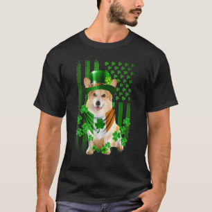American Flag Corgi Dog Hat Irish St Patricks Day T-Shirt