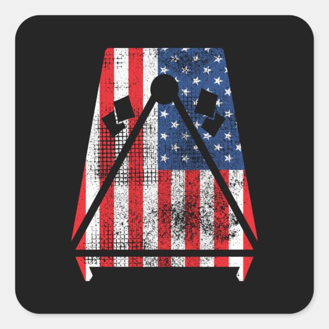 American Flag Cornhole Board USA Patriot Square Sticker (Front)