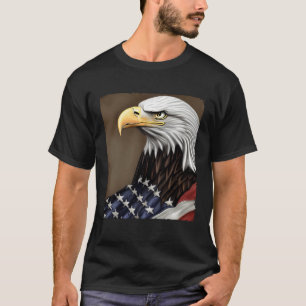 American Flag Covered Bald Eagle USA 4th of July P T-Shirt