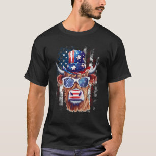 American Flag Cow Vintage Farm Animal Patriotic Fa T-Shirt