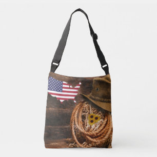 American Flag Cowboy Hat lasso Crossbody Bag