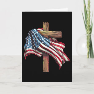 American Flag Cross For Patriotic Usa Christians D Card