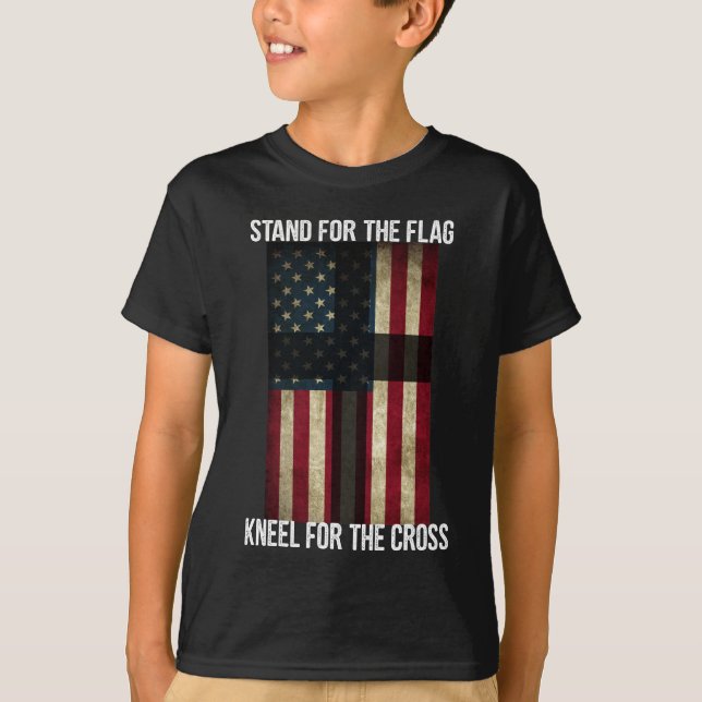American Flag Cross Patriotic USA Christian God T- T-Shirt (Front)