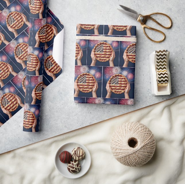 American Flag Crust on a Cherry Pie Wrapping Paper (Crafts)