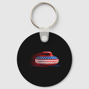 American Flag Curling Stone Curler Men Women Key Ring