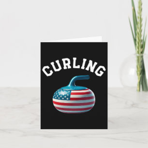 American Flag Curling Usa 4th Of July Man Woman Te Card