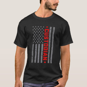 American Flag Custodian US Flag Vintage For Men Da T-Shirt