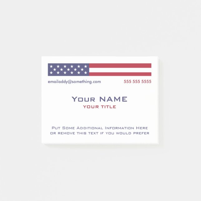 American Flag Custom Contact Post-it Notes (Front)