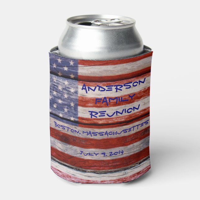 American Flag, Custom Family Reunion Can Cooler (Can Front)