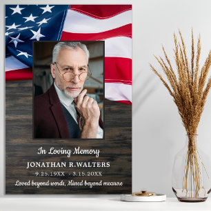 American Flag Custom Photo Patriotic Memorial Poster