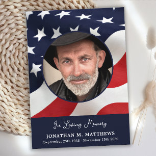 American Flag Custom Photo US Military Funeral Thank You Card