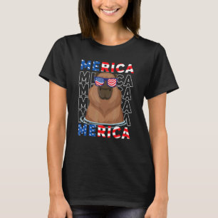 American Flag Cute Capybara Happy 4th Of July Anim T-Shirt