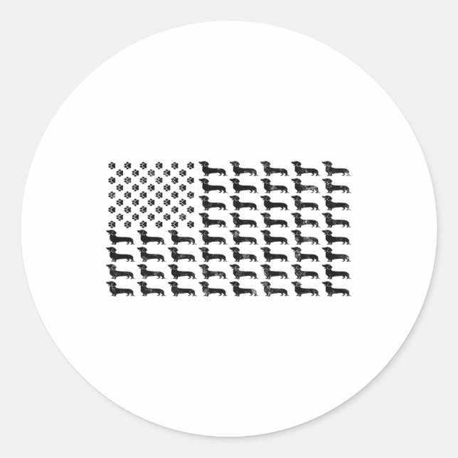 American Flag Dachshund Dog Paw Lover Patriotic 4t Classic Round Sticker (Front)