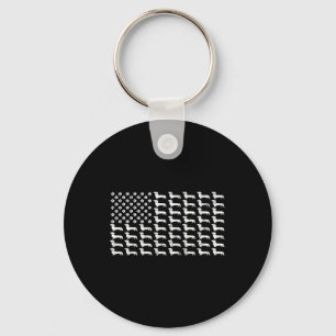 American Flag Dachshund Patriotic Dog Dad Mum 4th Key Ring