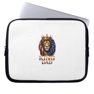 American Flag Dad Lion Laptop Sleeve