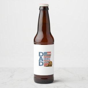 American Flag Dad Lion Patriotic Beer Bottle Label