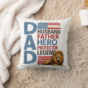 American flag Dad Lion Patriotic Cushion