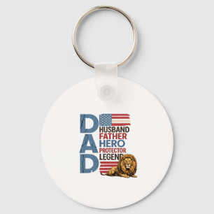 American Flag Dad Lion Patriotic Key Ring
