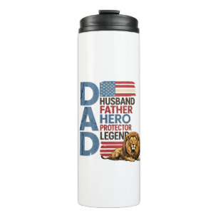 American flag Dad Lion Patriotic Thermal Tumbler
