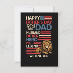 American Flag Dad Lion PatrioticFlat Greeting Card
