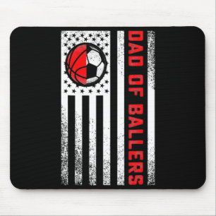 American Flag Dad Of Ballers Basketball Soccer Dau Mouse Pad