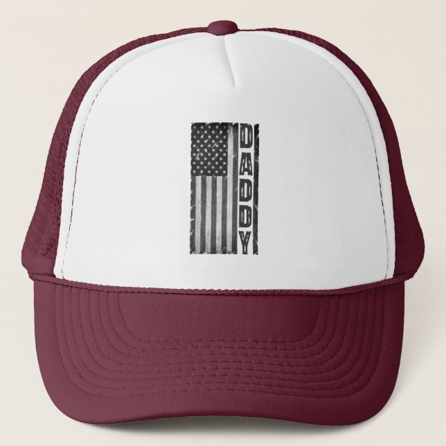 AMERICAN FLAG, DADDY, FATHERS DAY, PATRIOTIC GIFT  TRUCKER HAT (Front)