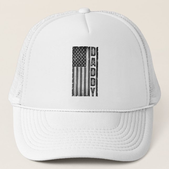 AMERICAN FLAG, DADDY, FATHERS DAY, PATRIOTIC GIFT  TRUCKER HAT (Front)