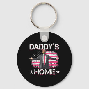 American Flag Daddys Home Trump 2024 Patriotic  Key Ring
