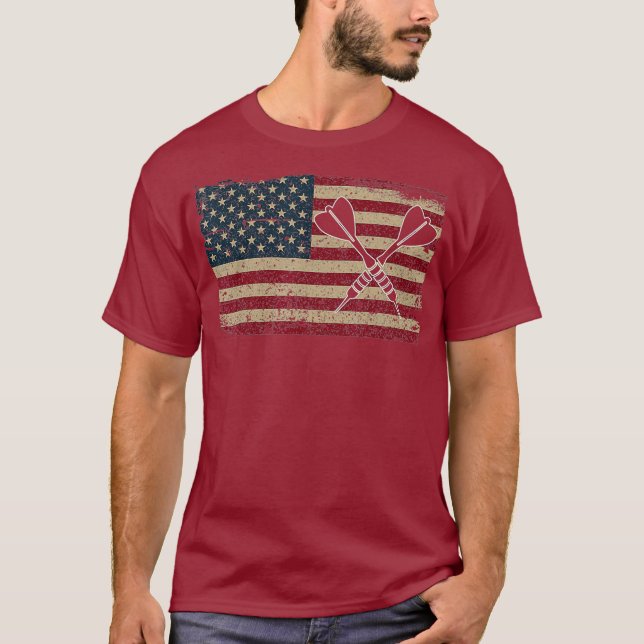 American Flag Darts  I Proud USA Dart Player T-Shirt (Front)