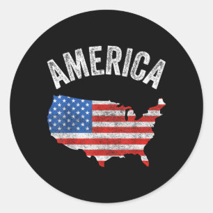 American Flag Day Map Shirt 4th of July USA Classic Round Sticker
